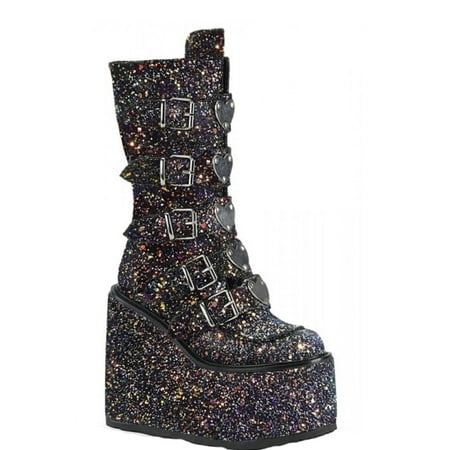 

Egmy Women Shoes Zipper Metal Buckle Thick Chunky Sole Ankle Boots Ladies Shoes Black 7(39)