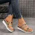 thumbnail image 6 of Dakaela Platform Wedge Sandals for Women 2026 Shiny Orthopedic Slip on Slides Arch Support Strappy Summer Dressy Espadrille Shoes Gold 9.5, 6 of 8