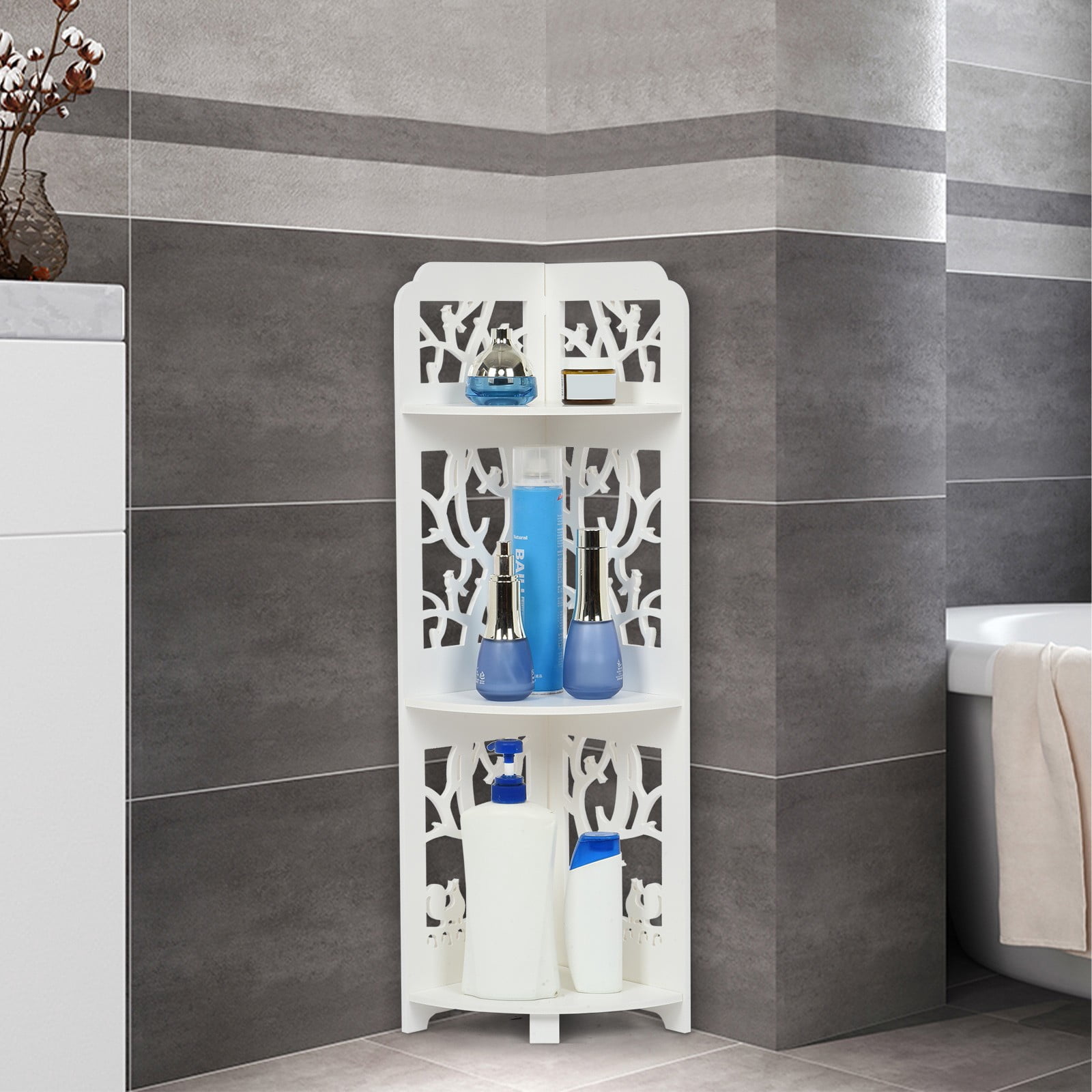 Grey Bathroom Corner Shelf Unit – Everything Bathroom