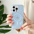 thumbnail image 3 of Magnetic Case for iPhone 14 Pro Max Compatible with MagSafe Wireless Charging, Sparkle Glitter Shell Glossy TPU Shockproof Non-Yellowing Slim Lightweight Cover for iPhone 14 Pro Max, Blue, 3 of 9