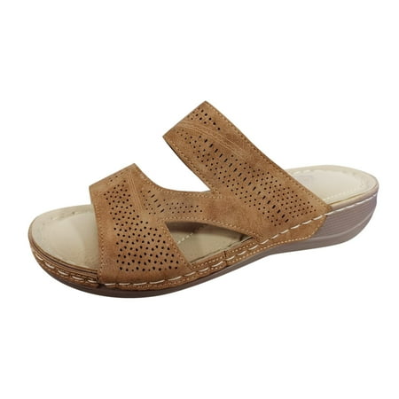 

nsendm S Slippers for Women Size 10 Open Fashion Summer Slippers Casual Flat Toe Womens Mukluk Slippers for Women Brown 8