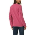 thumbnail image 3 of INSPIRE CHIC Women's Fall Winter Long Sleeve Square Neck Solid Color Fake Two-Piece Casual Top S Rose Red, 3 of 6