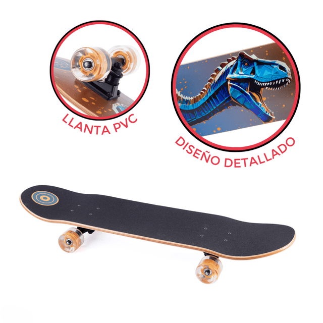 Patineta Speed Rollers Dino Cop Naranja Para Niño
