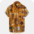 thumbnail image 2 of Camisas hawaianas de manga corta con estampado 3D de cerveza y vino para hombre, camisetas playeras informales de verano de manga corta con botones, 2 of 5
