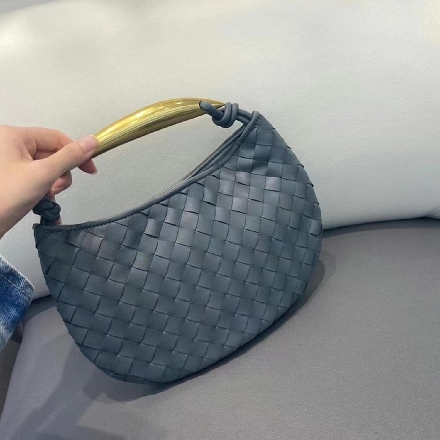Woven Leather Dumpling Bag Dinner Handbag For Women Purse Hobo Bag Knotted Evening Bag Knotted Handbag