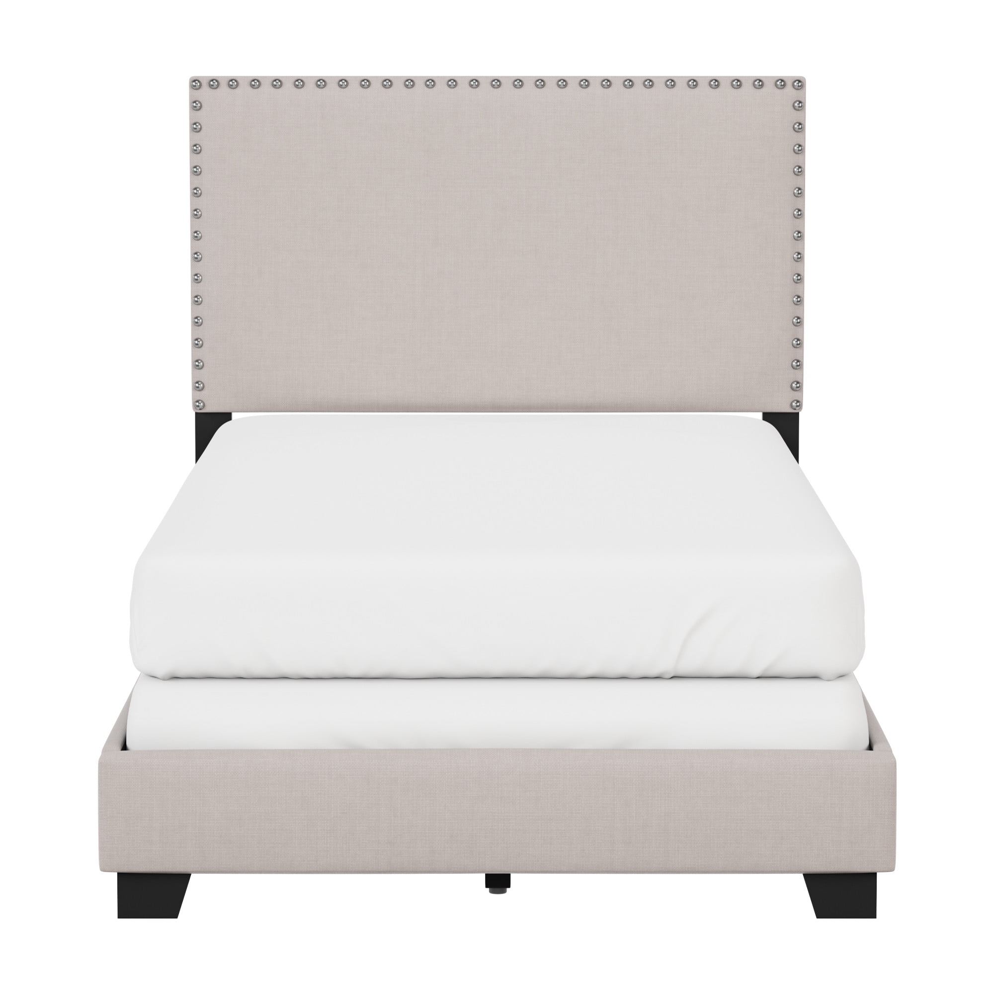Willow Nailhead Trim Upholstered Twin Bed, Fog