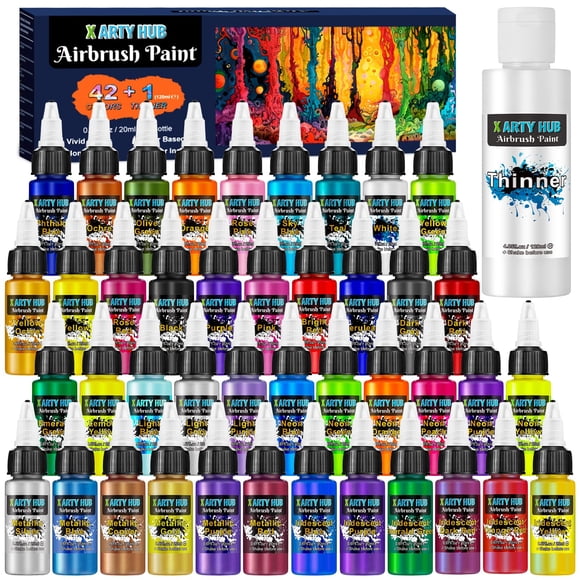 Set de pintura con aerógrafo X ARTY HUB 42 colores con diluyente de 120 ml