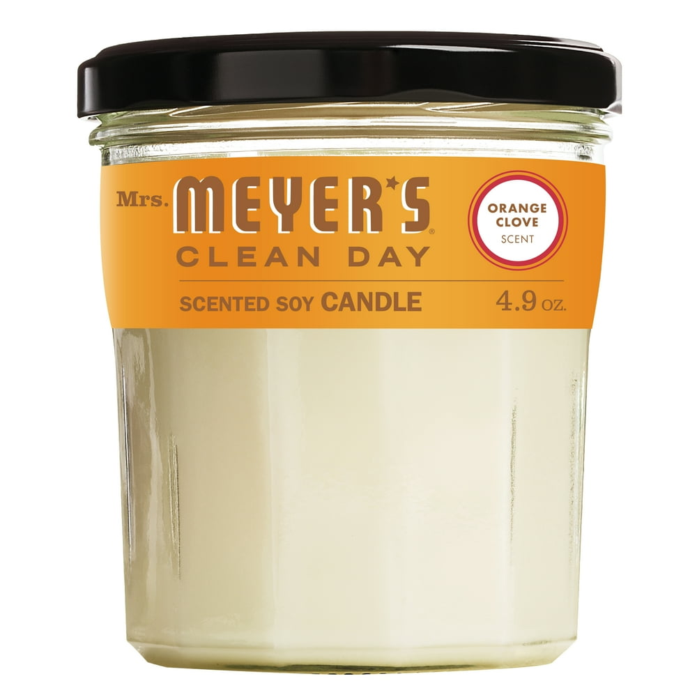 Mrs. Meyer's Clean Day Scented Soy Candle, Small Glass, Orange Clove, 4