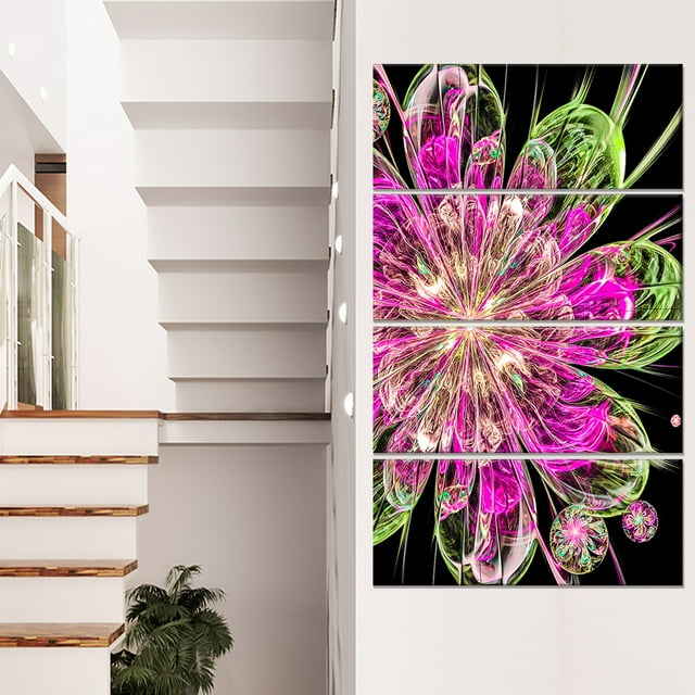 Perfect Fractal Flower in Pink and Green - Floral Canvas Art Print