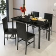 thumbnail image 4 of Modern Dining Table Set for 4, SYNGAR Faux Marble Table and PU Leather Upholstered Chairs Set, 5 Piece Kitchen Dining Set, Dining Table and Chairs Set for Small Space, Breakfast Nook, D8910, 4 of 11