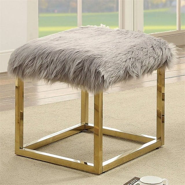 Furniture of America Saxton Contemporary Fabric Padded Short Bench in Gray