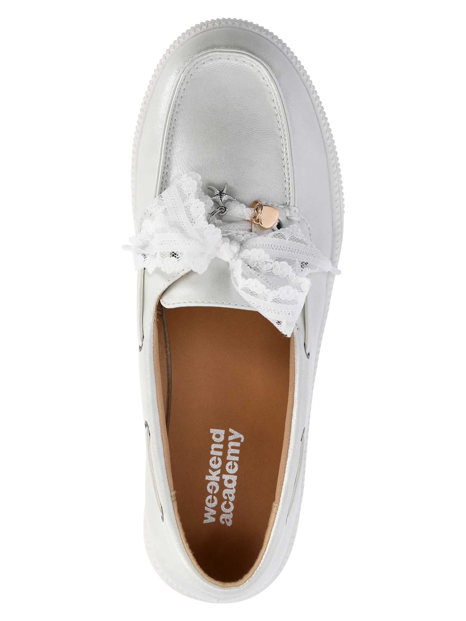 Weekend Academy Girls Lace Charm Boat Shoes