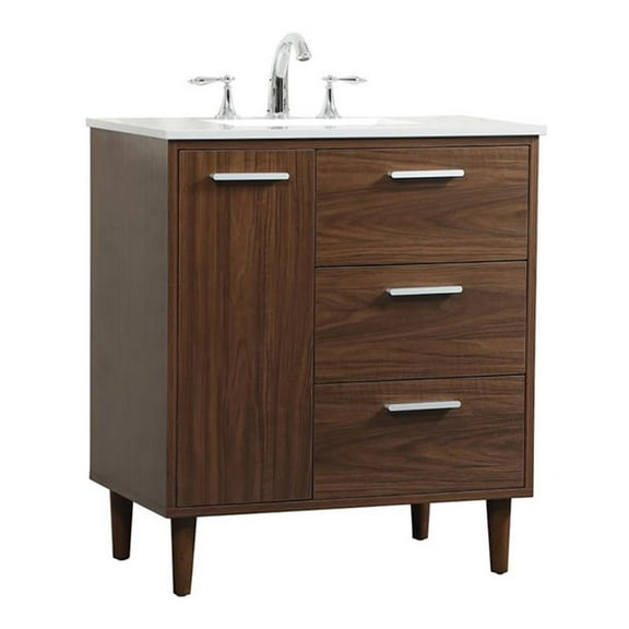 Elegant Kitchen and Bath 30 inch bathroom vanity in Walnut