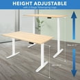 thumbnail image 2 of Mount-It! Electric Sit-Stand Desk with 55" Desktop, Ergonomic, White Frame, Maple Brown, 2 of 9