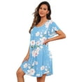 thumbnail image 4 of JWD Womens Nightgown Short Sleeves Sleepwear Soft Loose Sleepshirt Scoopneck Pleated Nightshirt Loungewear, 4 of 5