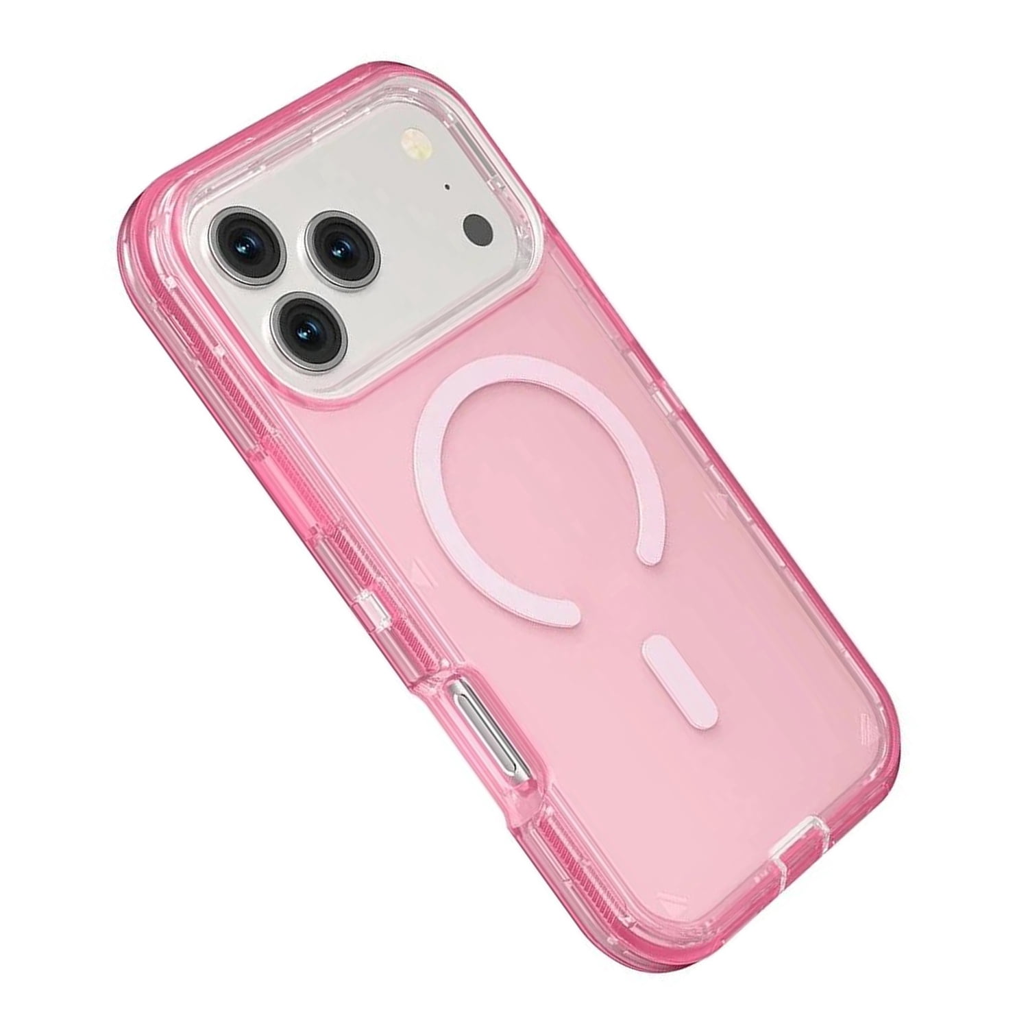 Clear Protective Phone Cover with Wireless Charging Function for iPhone 17 Pro Max - Pink