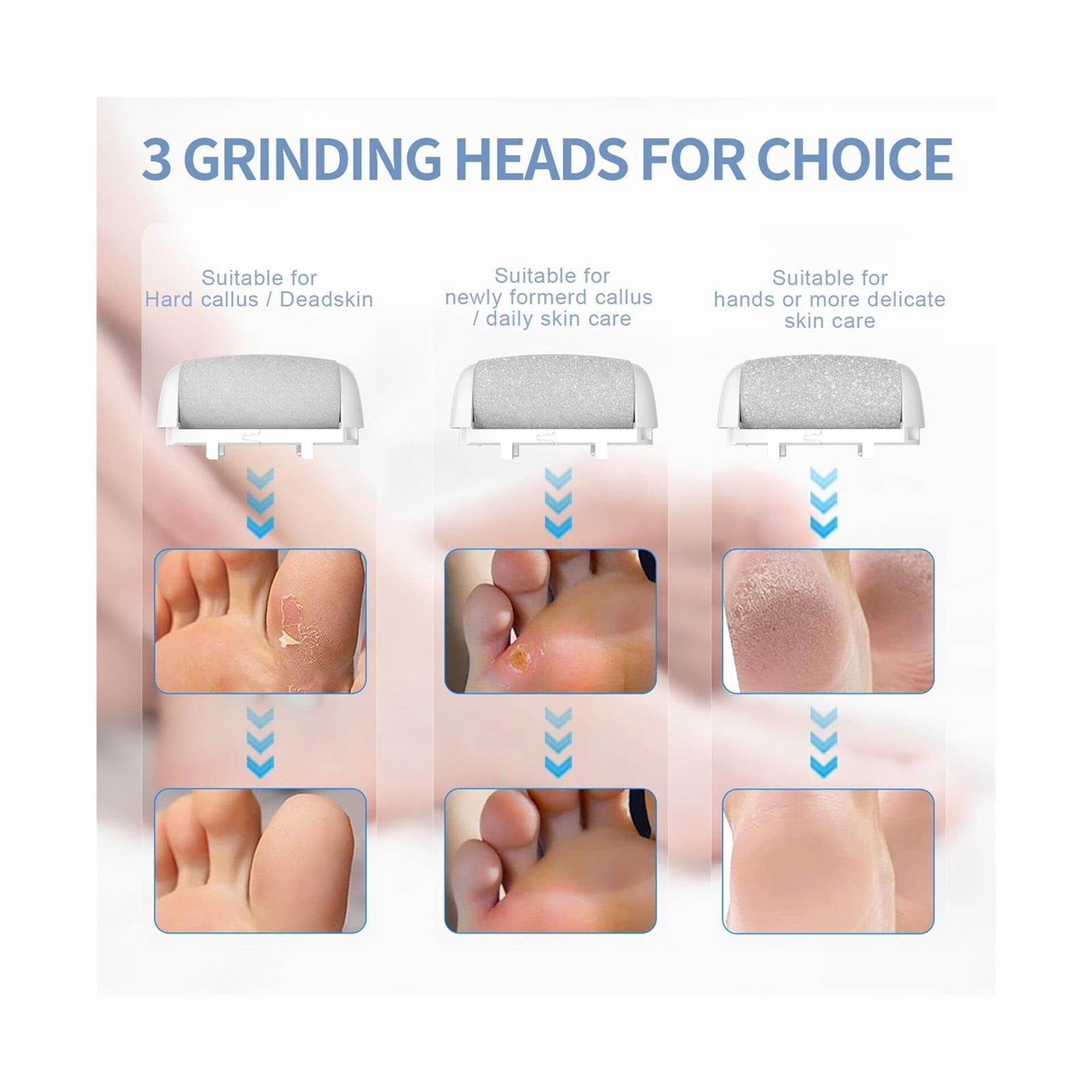 Electric Callus Remover for Feet - with Larger Grinding Head, Portable Pedicure Kit Foot File Callus Remover, Rechargeable Waterproof Foot File for Foot Care Deadskin Remover LCD Display-Black