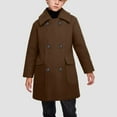 thumbnail image 2 of Gubotare Boys Kids Pea Coat Double Dress Coats Notched Collar Winter Jackets Size 13-14 (Brown,13-14 Years), 2 of 4