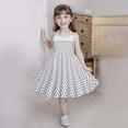 thumbnail image 2 of FAOWME Kids Girls Strap Spliced Polka Dot Vintage Children Dress Princess Dress White 5-6 Years, 2 of 6