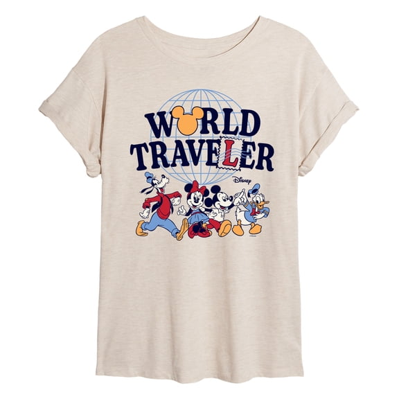 Disney - World Traveler - Juniors Oversized Graphic T-Shirt