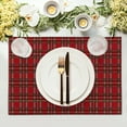thumbnail image 3 of Red and Black Buffalo Plaid Christmas Placemats Set of 4 Christmas Checkered Tartan Placemats 12”x18” Seasonal Winter Xmas Place Mats Washable Table Mats for Dining Parties Holiday New Year Decor, 3 of 8