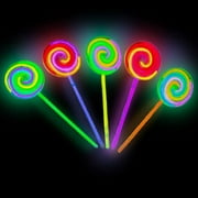 Glow Stick Spinning Lollipop Wand  Set of 5 Light Up Party Favor for Kids and Adults