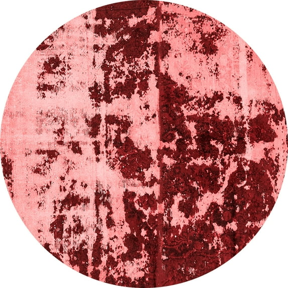 Ahgly Company Indoor Round Abstract Red Modern Area Rugs, 3' Round