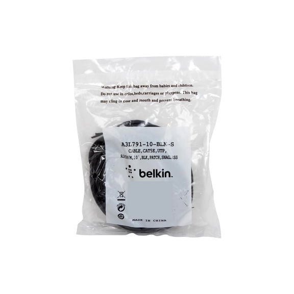 Belkin A3L791-10-BLK-S 10' CAT-5e Snagless Patch Cable Black