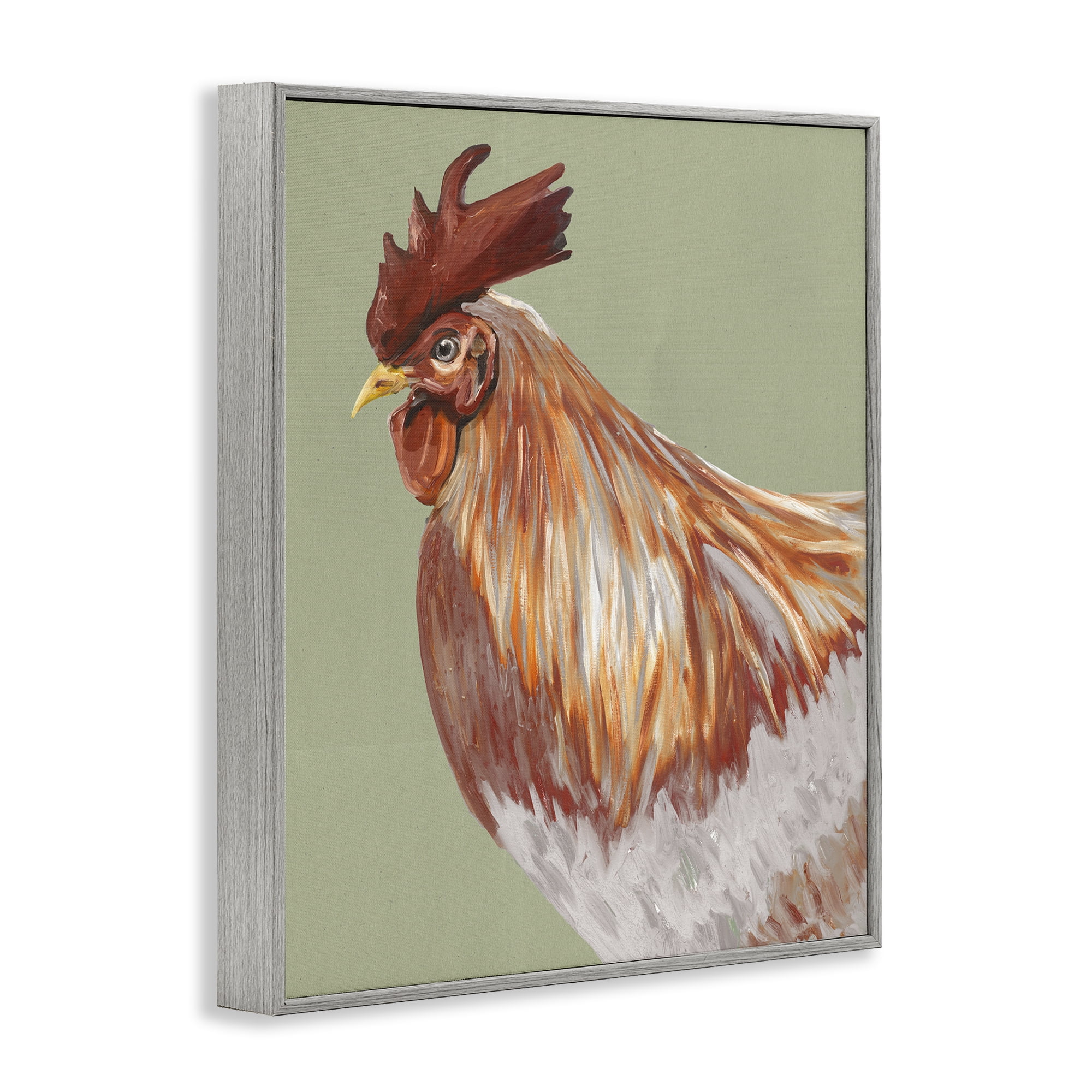 Stupell Industries Gallant Rooster Portrait Gray Framed Giclee Art, design by Andy Beauchamp