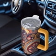 thumbnail image 4 of Leak Proof 40oz Paisley Tumbler Hot Cold Preservation, Vacuum Insulated Stainless Steel Travel Mug with Handle and Flip Straw Lid, 4 of 5
