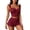 Wine, variant on Women 2 Piece Set Ruffle Sleeveless Crop Tank and Shorts Matching Sets for Beach Vacation Swimwear