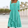 thumbnail image 2 of Robes de Printemps pour Femmes Décontractées Manches 3/4 Longue Robe Évasée Basique Plage Vacances Travail Maxi Robe 2025, 2 of 4