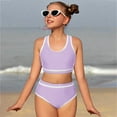 thumbnail image 6 of GXWEA Bathing Suit For Teen Girls Girls Swim Shorts Girls Swimsuit Double Strap High Waist Sporty Bikini Swimsuits Swim 2 Piece Set Light Purple 15-16 Years, 6 of 9