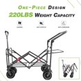 thumbnail image 5 of Large Collapsible Wagon Cart with Big Wheels, Heavy Duty Folding Beach Wagon with Adjustment Push Handle&Rear Brakes, Utility All-Terrain Wagon for Sports Garden Shopping Camping, Blue＆Green, 5 of 6