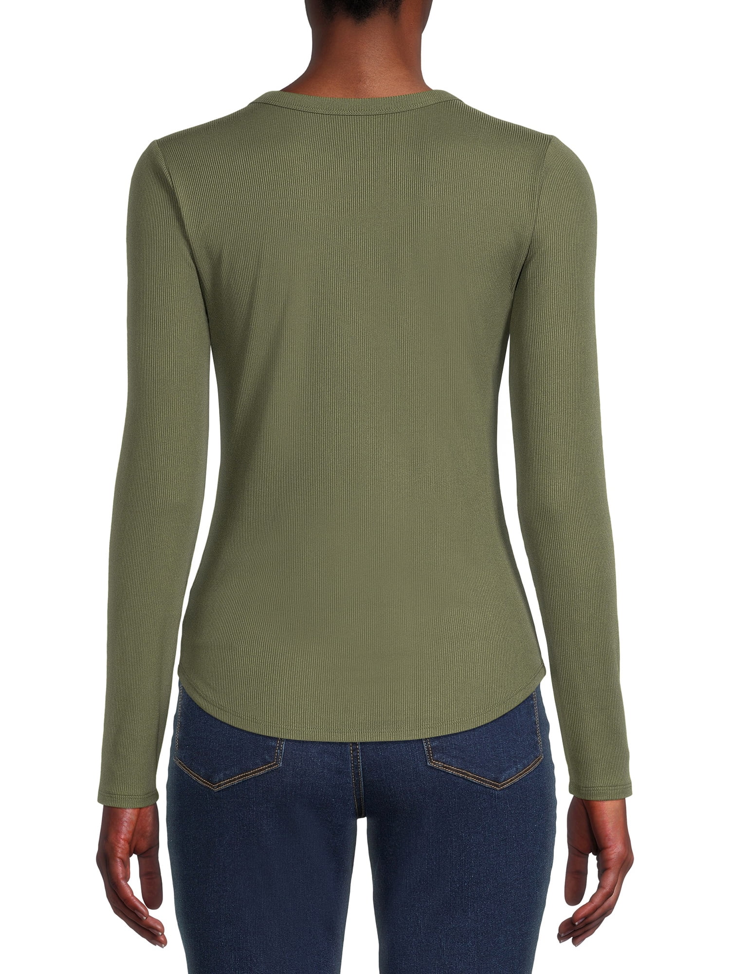 No Boundaries Long Sleeve Ribbed Crewneck T-Shirt (Women's)