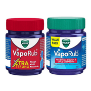 Vicks VapoRub Bundle Xtra Strong 50ml & VapoRub Regular 1.76oz Cough & Cold Relief Pack of 2