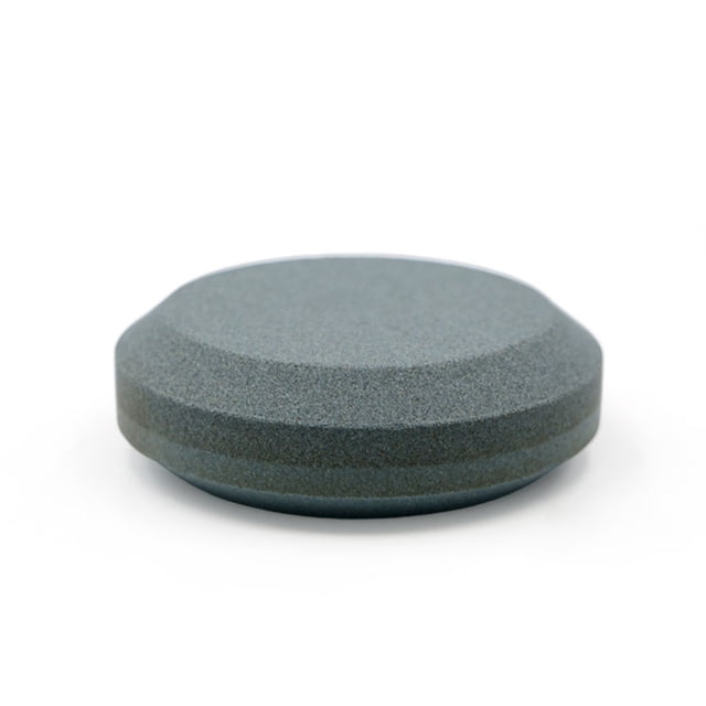 Inteprter Afilador de piedra de forma redonda de doble capa, piedra de afilar práctica, diseño antideslizante, herramientas de afilado para carpintería, Cocina y Comedor pequeño jade Inteprter HA060983-02B