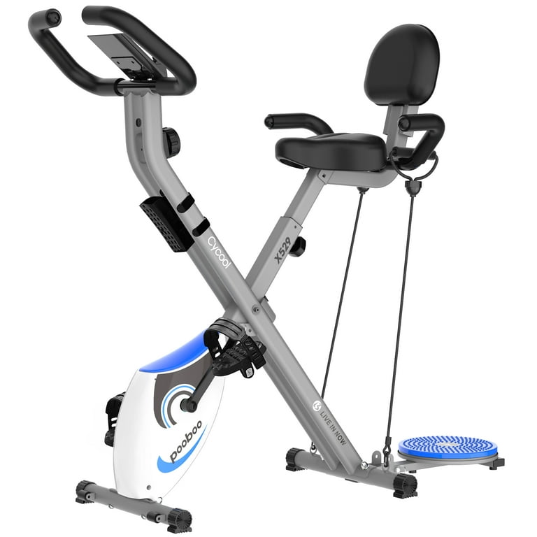 Cycool 3 IN 1 Folding Magnetic Exercise Bike Indoor Cycling x Bike Twister Plate Arm Resistance Bands 220
