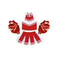 thumbnail image 3 of Aislor Cheer Leader Costumes for Girls Sleeveless Cheerleading Uniform Dress Outfit with Stockings 2 Pom Poms Red 8, 3 of 7