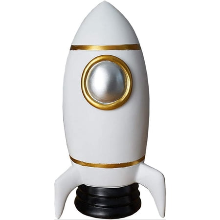 Rocket Ship Coin Bank, Money Box, Piggy Bank, Home Decoration, Space Theme Decorations for Kids Room