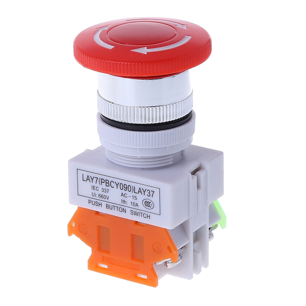 New Emergency Stop Switch PushButton Mushroom Push Button - Walmart.com