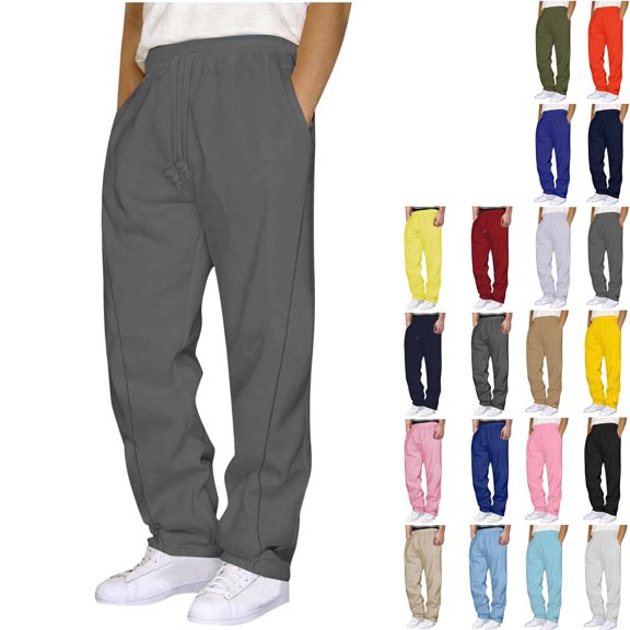 Dvprdro Mens Open Bottom Sweatpantss Elastic Waist Wide Leg Fashion Baggy Pants Drawstring Loose Fit Casual Athletic Joggers with Pockets