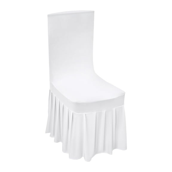 Wildnix White Chair Covers, 95% Polyester 5% Spandex, Exquisite Pleated Hem, Modern Slipcovers for Weddings, Banquets & Hotels