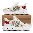 thumbnail image 1 of Zapatillas blancas de enfermería para mujer, con estampado de dibujos animados de enfermera y doctor, ligeras, con cordones, para deportes al aire libre y correr., 1 of 6