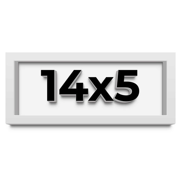 14x5 IN Shadow Box Frame White | 1 Inches Deep Real Wood Contemporary Shadowbox Display Frame | UV
