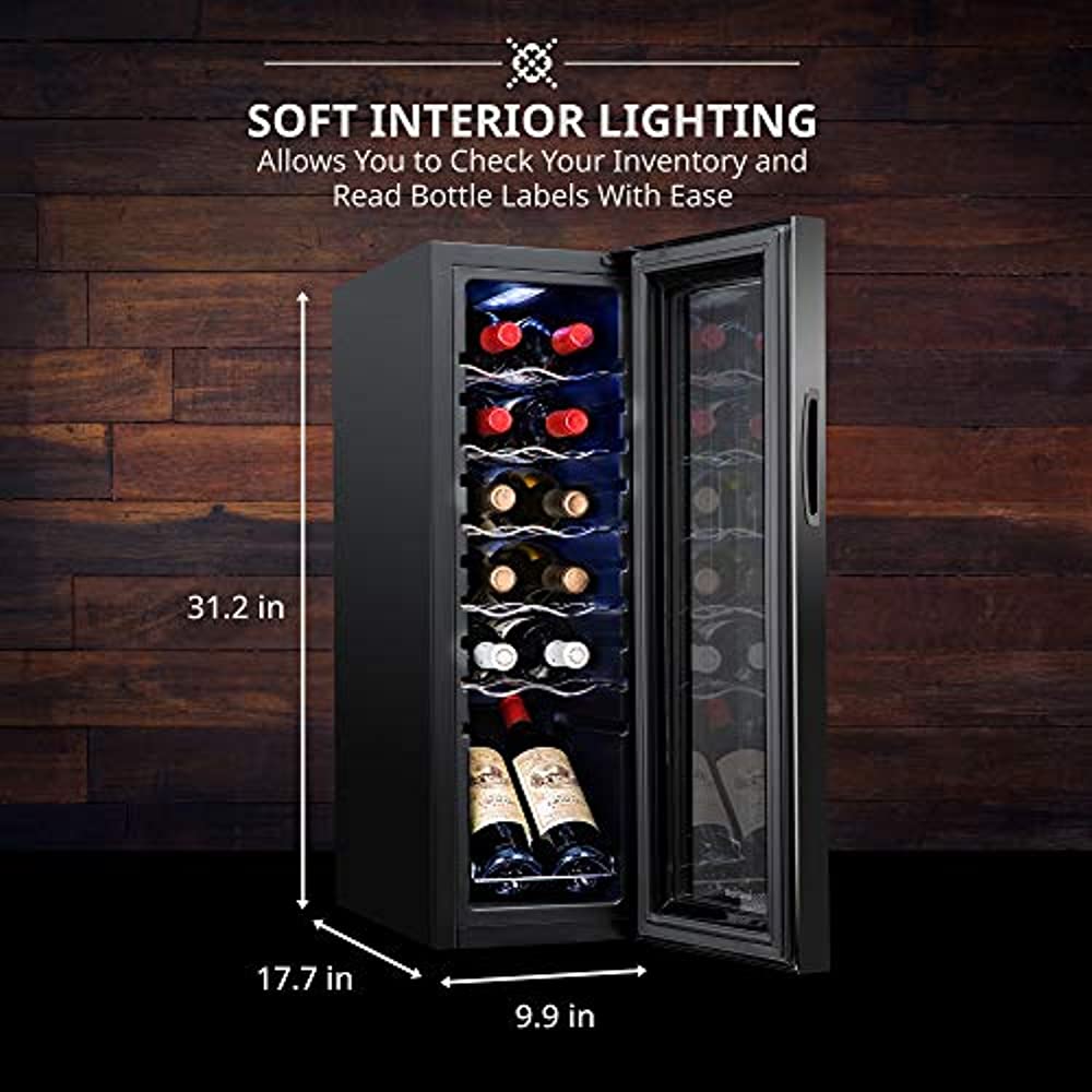 Ivation 12 Bottle Compressor Wine Cooler Refrigerator with Lock, Black 