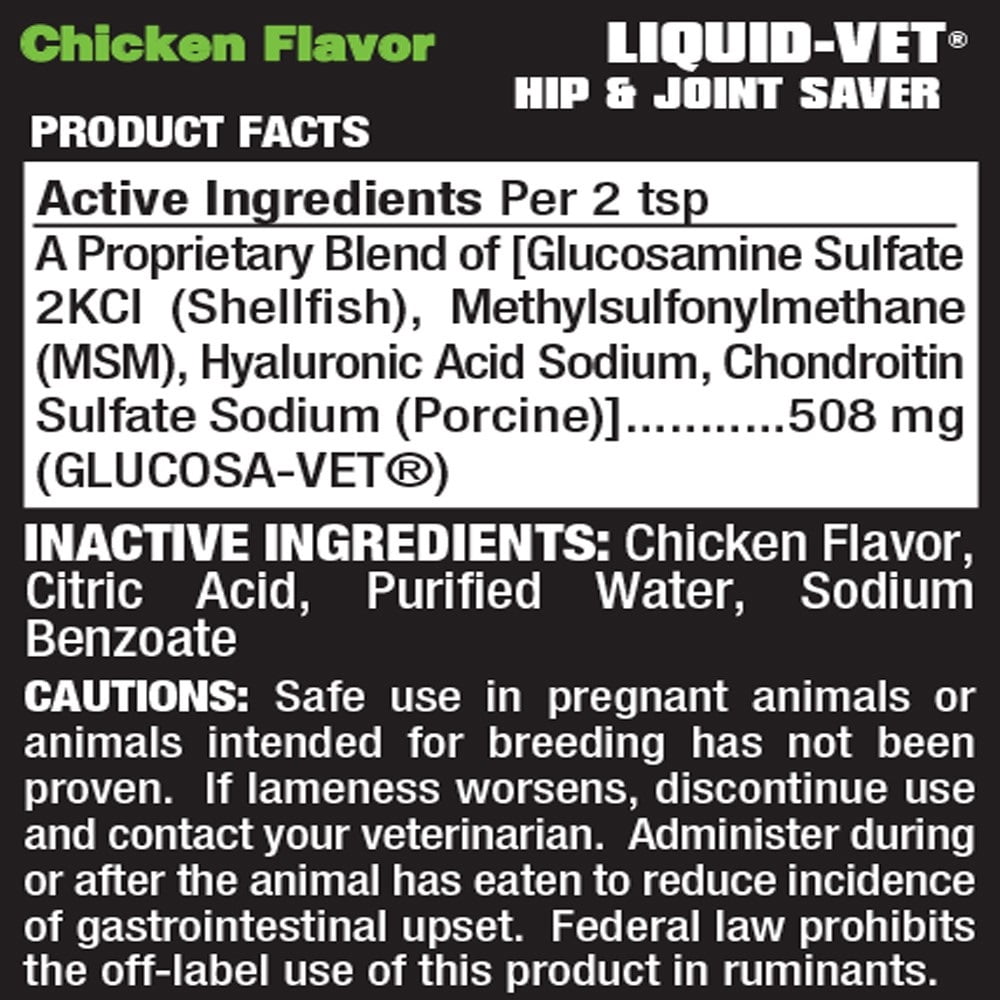 Liquid-Vet Hip & Joint Saver Supplement for Cats with Glucosamine, Chicken, 8 oz.