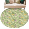 thumbnail image 6 of Spring Easter Round Rug 7ft Washable Circle Rugs Non Slip Watercolor Floral Daisy Butterflies Green Large Area Rug Indoor Floor Carpet for Bedroom Kitchen Living Room Home Office Dining Room Nursery, 6 of 8