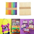 thumbnail image 2 of Kids Child Natural Multi-Color Wooden Popsicle Sticks DIY Crafts Puzzle Toy Gift, 2 of 7