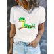 thumbnail image 1 of Camiseta informal de cuello redondo para mujer con estampado de serpientes y corazones, manga corta a la moda, 100 % algodón, elasticidad media, corte cómodo para todo el año, estampado animal de vera, 1 of 6